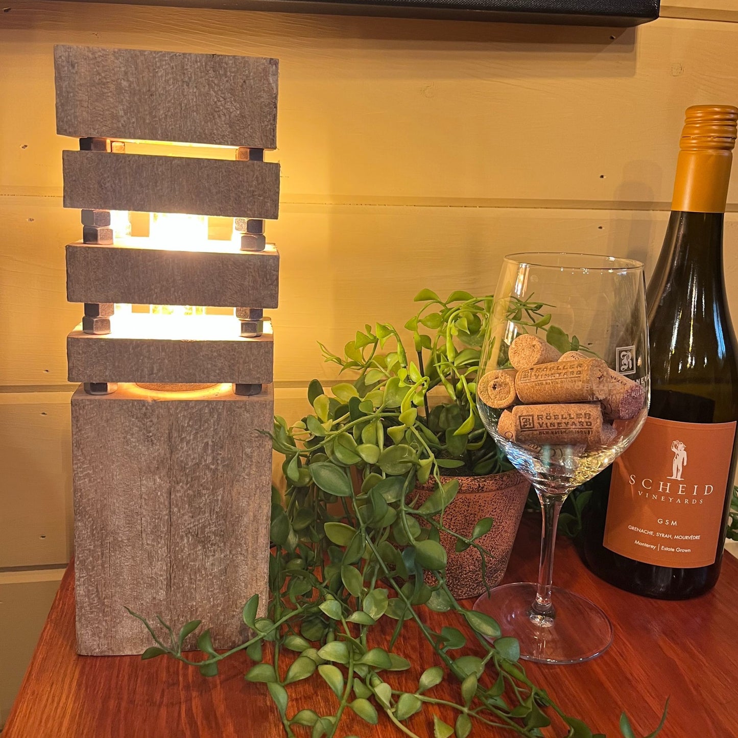 Rustic Reclaimed Barn Wood Lamp – Handcrafted Table Lamp - Vintage Farmhouse Decor